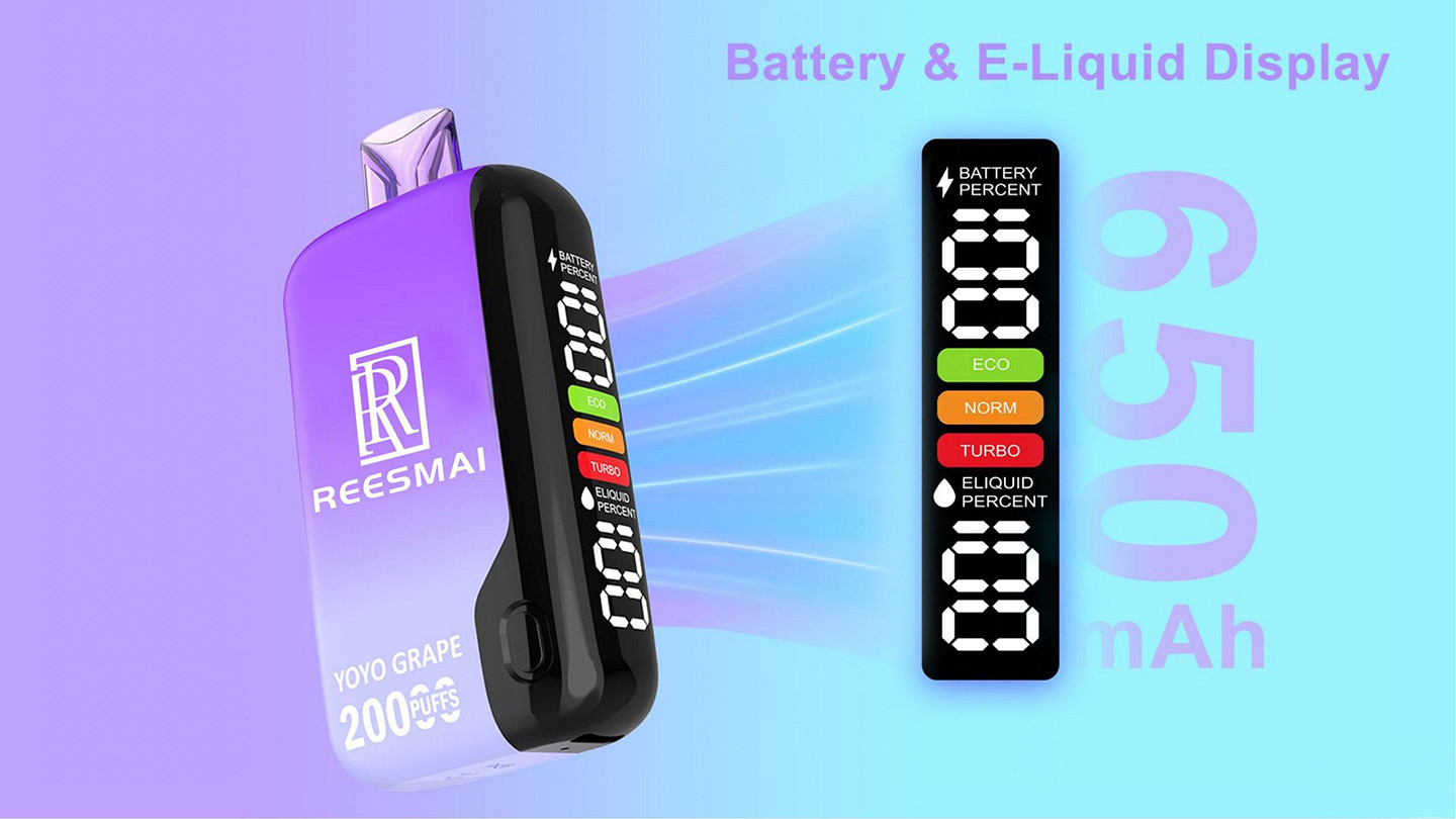 REESMAI Vape: Battery & E-Liquid Display, Digital Screen, 650mAh
