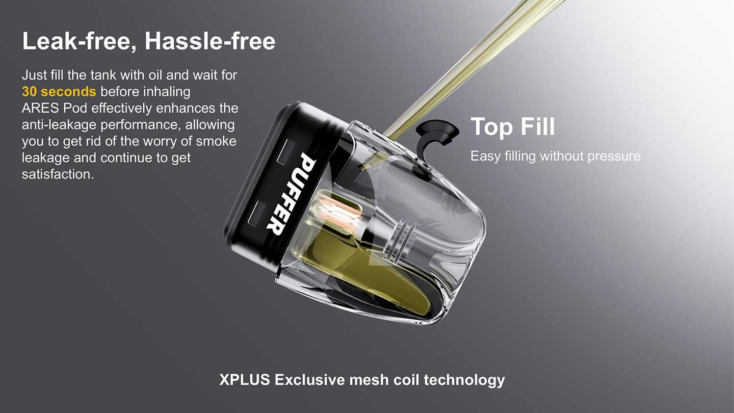ARES PRO Top - Fill Leak - Free Vape Pod with Mesh Coil